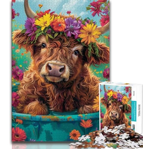 Puzzle 1000 Teile für Teenager, Highland Cow, anspruchsvolles Spiel, ganze Familie (38x26cm) von AADSAZA