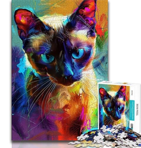 Puzzle 1000 Teile für Teenager, Katzen-Geschenke, anspruchsvolles Spiel, ganze Familie (38x26cm) von AADSAZA