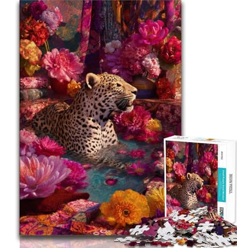 Puzzle 1000 Teile für Teenager, Leopard, anspruchsvolles Spiel, ganze Familie (75x50cm) von AADSAZA