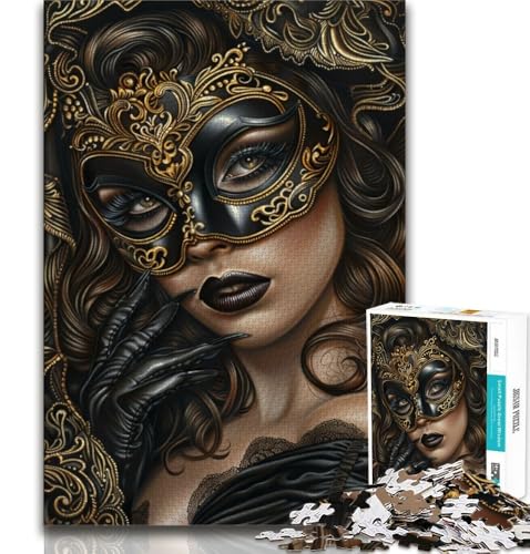 Puzzle 1000 Teile für Teenager, Mädchen mit Maske, anspruchsvolles Spiel, ganze Familie (75x50cm) von AADSAZA