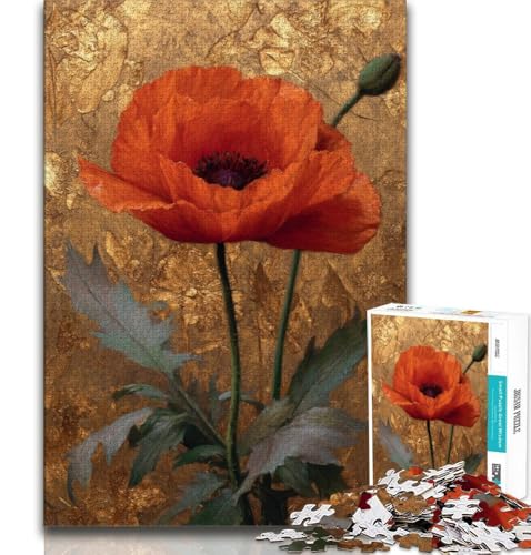 Puzzle 1000 Teile für Teenager, Mohnblumenkunst, anspruchsvolles Spiel, ganze Familie (38x26cm) von AADSAZA