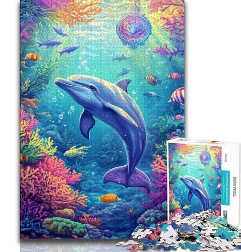 Puzzle 1000 Teile für Teenager, Ozeandelfin, anspruchsvolles Spiel, ganze Familie (38x26cm) von AADSAZA