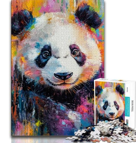 Puzzle 1000 Teile für Teenager, Panda-Ölgemälde, anspruchsvolles Spiel, ganze Familie (38x26cm) von AADSAZA