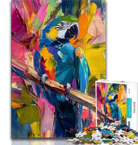 Puzzle 1000 Teile für Teenager, Papageien-Ölgemälde, anspruchsvolles Spiel, ganze Familie (38x26cm) von AADSAZA