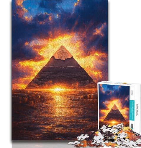Puzzle 1000 Teile für Teenager, Sonnenuntergangspyramide, anspruchsvolles Spiel, ganze Familie (75x50cm) von AADSAZA
