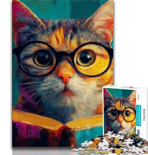 Puzzle 1000 Teile für Teenager, Tierkatze, anspruchsvolles Spiel, ganze Familie (38x26cm) von AADSAZA