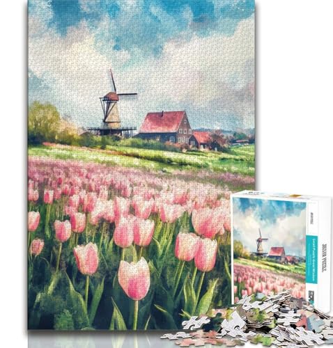 Puzzle 1000 Teile für Teenager, Tulpengarten, anspruchsvolles Spiel, ganze Familie (38x26cm) von AADSAZA