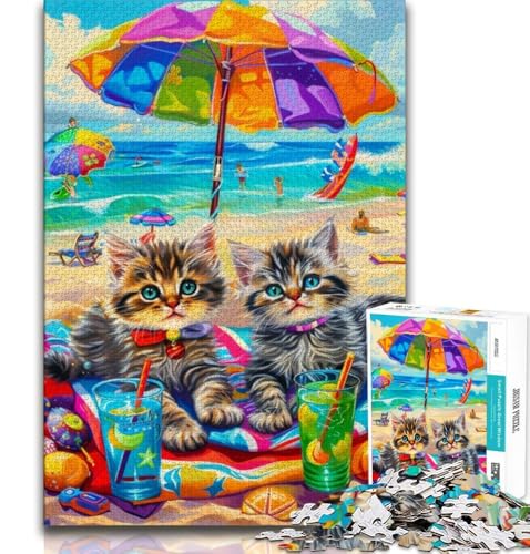 Puzzle 1000 Teile für Teenager, Weihnachtskatze, anspruchsvolles Spiel, ganze Familie (38x26cm) von AADSAZA
