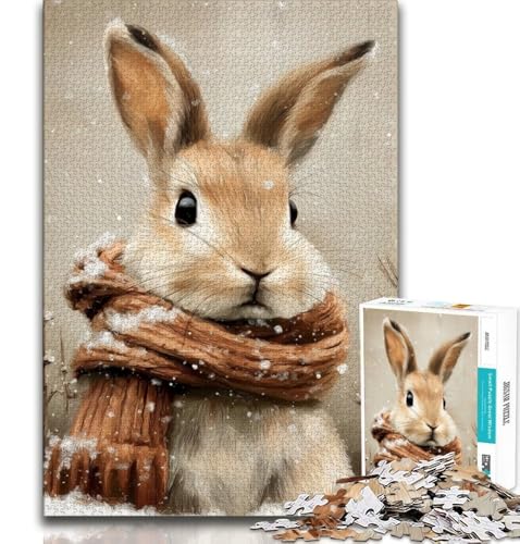 Puzzle 1000 Teile für Teenager, Winterhase, anspruchsvolles Spiel, ganze Familie (75x50cm) von AADSAZA