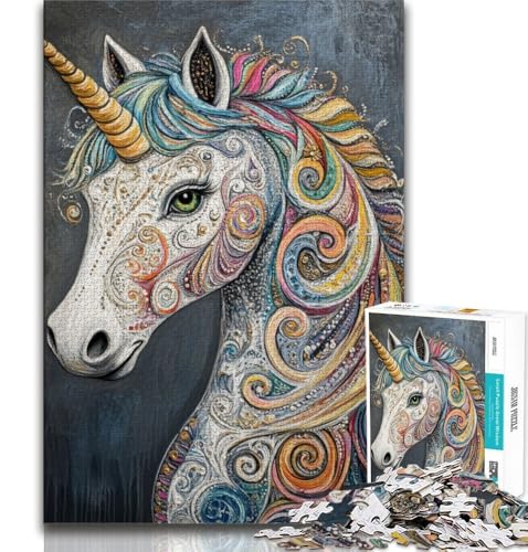 Puzzle für Erwachsene, 1000 Puzzles, Einhorn, Lernspiele, Heimdekoration, Lernspiel für Geburtstag, Weihnachten (75x50cm) von AADSAZA