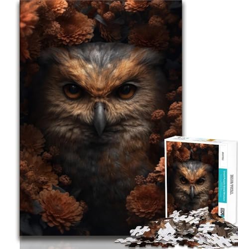 Puzzle für Erwachsene, 1000 Puzzles, Eulen und Blumen, Lernspiele, Heimdekoration, Geburtstagsgeschenk, Geschenke, Wandkunst (38x26cm) von AADSAZA
