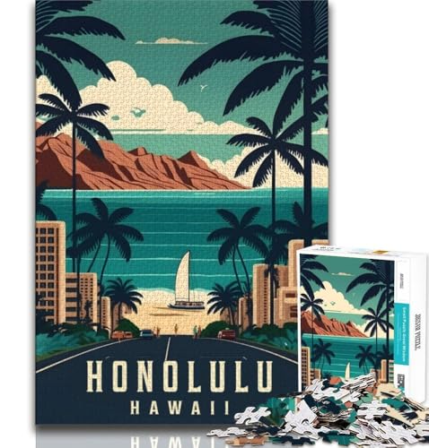 Puzzle für Erwachsene, 1000 Puzzles, Honolulu, Hawaii, Reise, anspruchsvolles Spiel und Lernspiel für die ganze Familie zum Geburtstag, Weihnachten (38x26cm) von AADSAZA