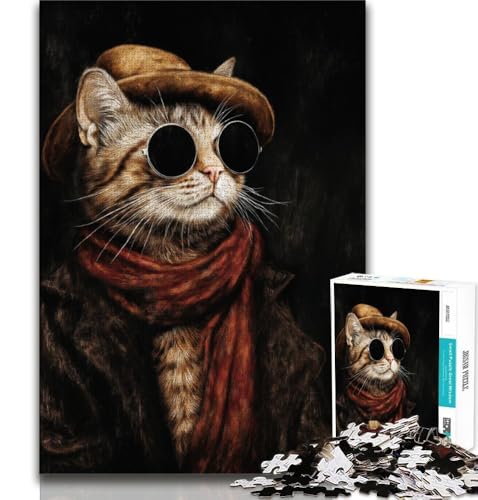 Puzzle für Erwachsene, 1000 Puzzles, Kunstkatze, Lernspiele, Heimdekoration, Lernspiel für Geburtstag, Weihnachten (38x26cm) von AADSAZA