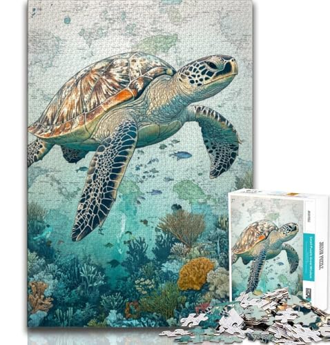 Puzzle für Erwachsene, 1000 Puzzles, Meeresschildkröte, Lernspiele, Heimdekoration, Lernspiel für Geburtstag, Weihnachten (38x26cm) von AADSAZA