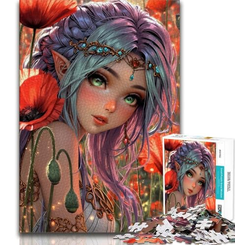 Puzzle für Erwachsene, 1000 Puzzles, Mohnmädchen, Lernspiele, Heimdekoration, Lernspiel für Geburtstag, Weihnachten (38x26cm) von AADSAZA
