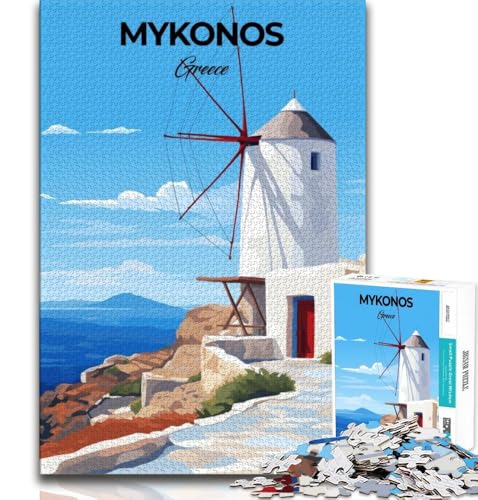 Puzzle für Erwachsene, 1000 Puzzles, Mykonos, Griechenland, Reise, anspruchsvolles Spiel und Lernspiel für die ganze Familie zum Geburtstag, Weihnachten (75x50cm) von AADSAZA