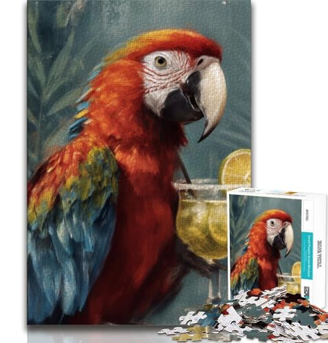 Puzzle für Erwachsene, 1000 Puzzles, Papagei trinkt EIN Getränk, Lernspiele, Heimdekoration, Lernspiel für Geburtstag, Weihnachten (75x50cm) von AADSAZA