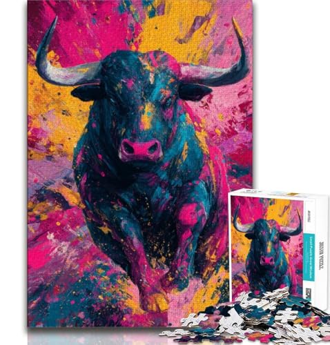 Puzzle für Erwachsene, 1000 Puzzles, Stiermalerei, Lernspiele, Heimdekoration, Lernspiel für Geburtstag, Weihnachten (38x26cm) von AADSAZA
