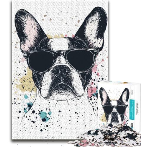 Puzzle für Erwachsene, 1000 Teile, Aquarell, Französische Bulldogge, pädagogisches Familienspiel, Wanddekoration, einzigartige Geburtstags (75x50cm) von AADSAZA