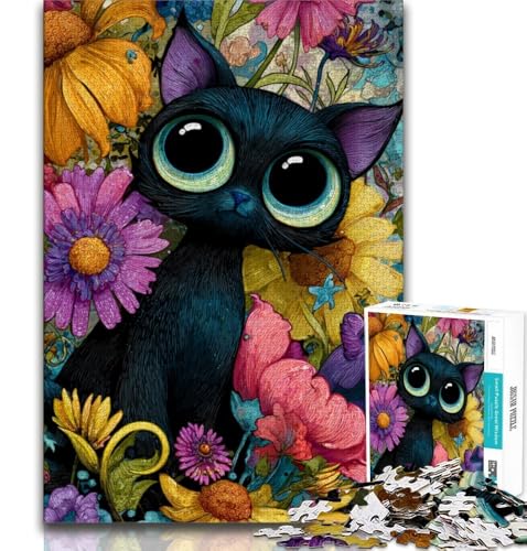 Puzzle für Erwachsene, 1000 Teile, Blumen und Katzen, Lernspiele, Heimdekoration, Lernspiel für Geburtstag, Weihnachten (75x50cm) von AADSAZA