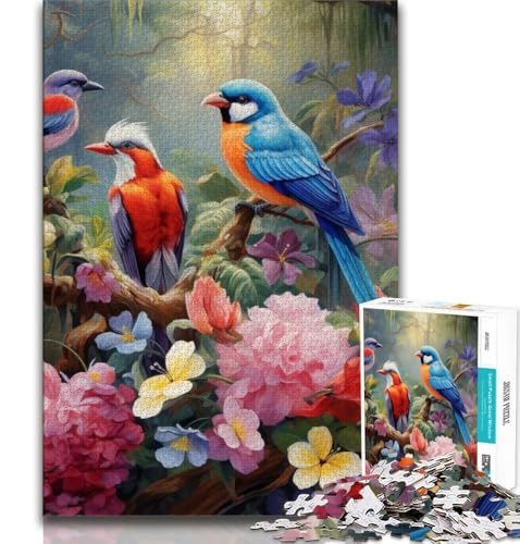 Puzzle für Erwachsene, 1000 Teile, Blumen und Vögel, Lernspielzeug, Familienspiele, Lernspiel für Geburtstag, Weihnachten (75x50cm) von AADSAZA