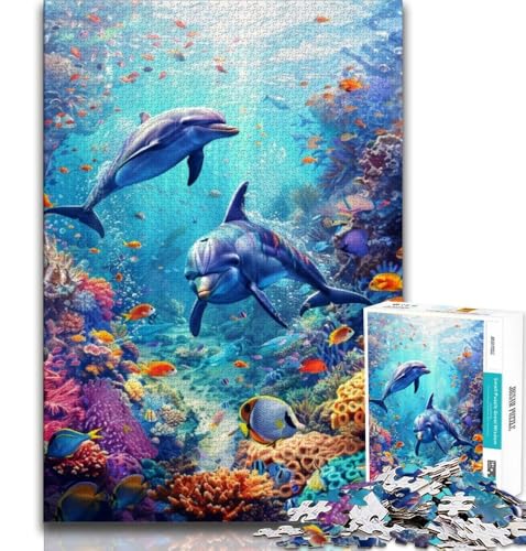 Puzzle für Erwachsene, 1000 Teile, Delfin, Lernspiele, Heimdekoration, ganze Familie (75x50cm) von AADSAZA