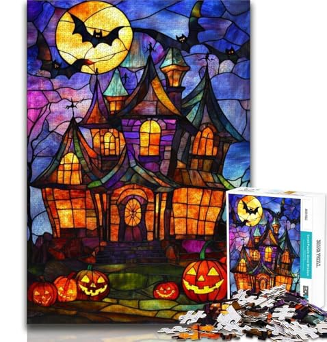 Puzzle für Erwachsene, 1000 Teile, Halloween-Schloss, hilft dem Gehirn, süchtig machendes Spielzeug zu trainieren, um Geduld zu fördern, Geschenk zum Geburtstag (75x50cm) von AADSAZA
