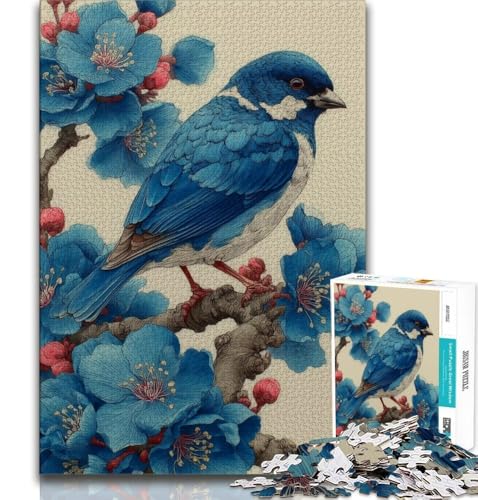 Puzzle für Erwachsene, 1000 Teile, Kleiner Blauer Vogel, Lernspiele, Heimdekoration, Lernspiel für Geburtstag, Weihnachten (75x50cm) von AADSAZA