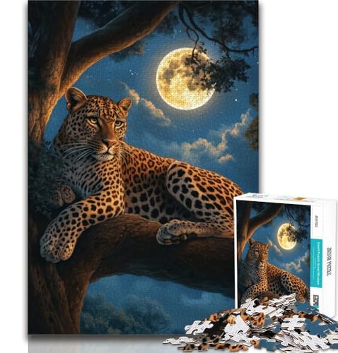 Puzzle für Erwachsene, 1000 Teile, Leopard, dekomprimierendes intellektuelles Lernspielzeug, ganze Familie (38x26cm) von AADSAZA