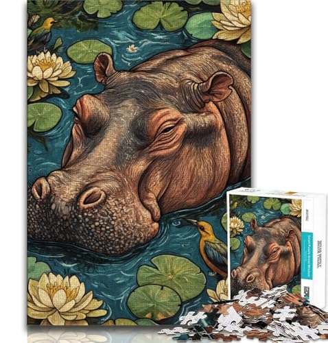Puzzle für Erwachsene, 1000 Teile, Nilpferd, Lernspiele, Heimdekoration, Lernspiel für Geburtstag, Weihnachten (38x26cm) von AADSAZA