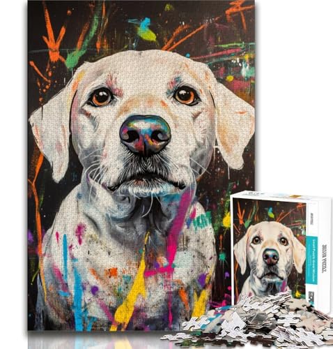 Puzzle für Erwachsene, 1000 Teile, Ölgemälde mit Labrador Retriever, anspruchsvolles Spiel und Familienspiel mit vollständig ineinandergreifenden, zufällig geformten Teilen (75x50cm) von AADSAZA