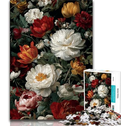 Puzzle für Erwachsene, 1000 Teile, Pfingstrose, hilft dem Gehirn, süchtig machendes Spielzeug zu trainieren, um Geduld zu fördern, Geschenk zum Geburtstag (38x26cm) von AADSAZA