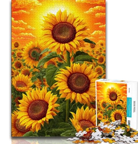 Puzzle für Erwachsene, 1000 Teile, Sonnenblume, Lernspiele, Heimdekoration, Lernspiel für Geburtstag, Weihnachten (75x50cm) von AADSAZA