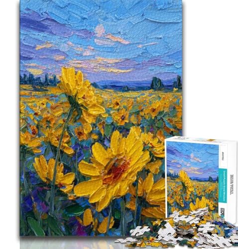 Puzzle für Erwachsene, 1000 Teile, Sonnenblumenölgemälde, Lernspiele, Heimdekoration, Lernspiel für Geburtstag, Weihnachten (38x26cm) von AADSAZA