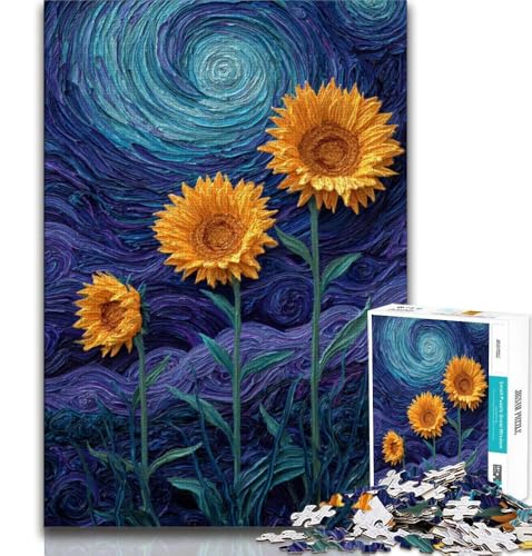 Puzzle für Erwachsene, 1000 Teile, Sonnenblumenölgemälde, Lernspiele, Heimdekoration, Lernspiel für Geburtstag, Weihnachten (38x26cm) von AADSAZA
