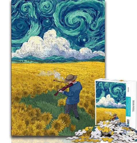 Puzzle für Erwachsene, 1000 Teile, Van Gogh spielt Geige, anspruchsvolles Spielspielzeug, Wanddekoration, einzigartige Geburtstags (75x50cm) von AADSAZA