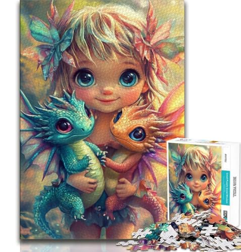 Puzzle für Erwachsene, 1000 Teile, kleines Mädchen und Drache, pädagogisches Familienspiel, Wanddekoration, einzigartige Geburtstags (75x50cm) von AADSAZA