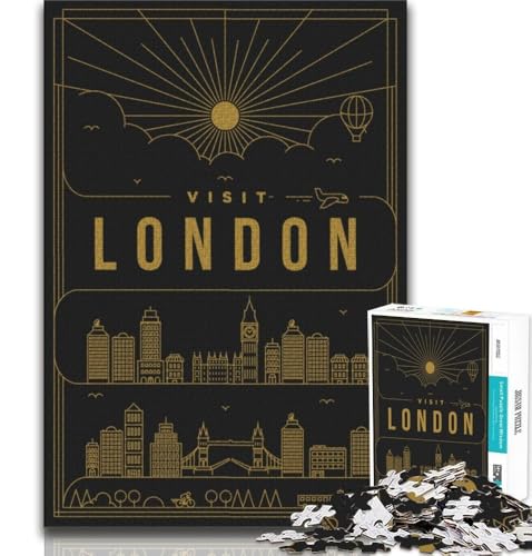Puzzle für Erwachsene, 1000-teiliges Puzzle, London, Großbritannien, Stressabbau, schwierige Herausforderung, jedes Teil ist einzigartig – anspruchsvolles Familienspiel (38x26cm) von AADSAZA