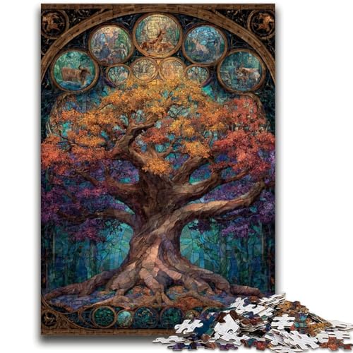 Puzzle für Erwachsene „Baum des Lebens“, 1000 Teile, schwierig, Lernspielzeug, Familienspiele mit passendem Poster und Quizblatt (50x75cm) von AADSAZA