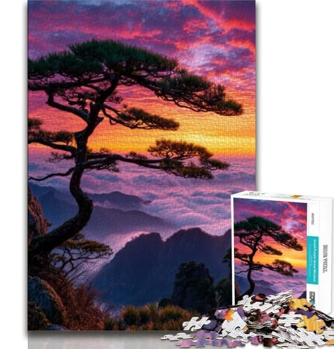 Puzzle für Erwachsene mit 1000 Teilen, Kiefer auf dem Gipfel des Berges, dekomprimierendes intellektuelles Lernspielzeug ganze Familie (38x26cm) von AADSAZA