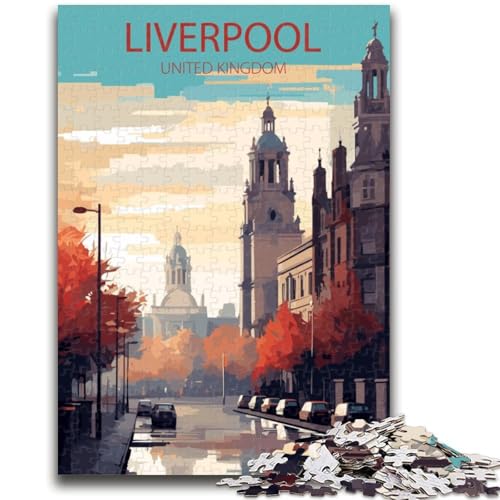 Puzzle für Erwachsene mit 1000 Teilen zum Thema Liverpool, Vereinigtes Königreich Anspruchsvoll, Aber unterhaltsam und humorvoll, mit passendem Poster und Quizblatt (38x26cm) von AADSAZA