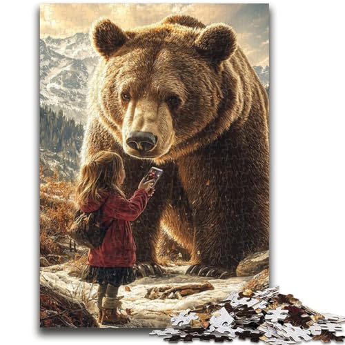 Puzzle für Erwachsene mit Braunbär und kleinem Mädchen, 1000 Teile, anspruchsvoll zu vervollständigen, Aber lustig und humorvoll, mit passendem Poster und Quizblatt (50x75cm) von AADSAZA