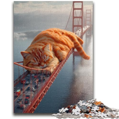 Puzzle für Erwachsene mit schlafender orangefarbener Katze, 2000 Teile, hilft dem Gehirn beim Trainieren, süchtig machendes Spielzeug, um Geduld zu fördern, geeignet für Paare (70x100cm) von AADSAZA