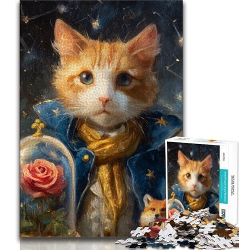 Puzzle für Erwachsene und Jugendliche, „Der kleine Prinz“ – Katze, Stressabbau, schwierige Herausforderung mit passendem Poster und Quizblatt (38x26cm) von AADSAZA