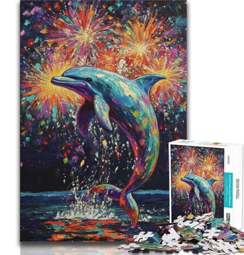Puzzle für Erwachsene und Jugendliche, 1000 Teile, Delfin-Ölgemälde, Spielzeug, Lernspiele, Stressabbau, Künstlersammlung, bildende Kunst (38x26cm) von AADSAZA