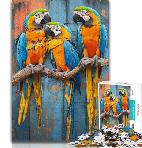 Puzzle für Erwachsene und Jugendliche, 1000 Teile, Papageien-Ölgemälde, Spielzeug, Lernspiele, Stressabbau, einzigartige Heimdekoration und Geschenke (75x50cm) von AADSAZA
