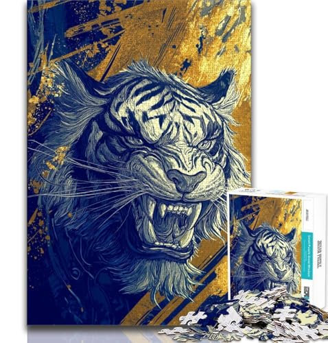 Puzzle für Erwachsene und Jugendliche, 1000 Teile, Tiger, Spielzeug, Lernspiele, Stressabbau, Künstlersammlung, Bildende Kunst (75x50cm) von AADSAZA