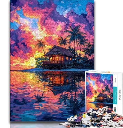 Puzzle für Erwachsene und Jugendliche,1000 Teile,kleines Haus bei Sonnenuntergang,hilft dem Gehirn,süchtig machendes Spielzeug zu trainieren,um Geduld zu fördern,Künstlersammlung,bildende Kunst von AADSAZA
