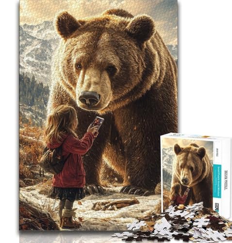Puzzle für Erwachsene und Teenager, 1000 Teile, Braunbär und kleines Mädchen, Spielzeug, Lernspiele, Stressabbau, einzigartige Heimdekoration und Geschenke (38x26cm) von AADSAZA