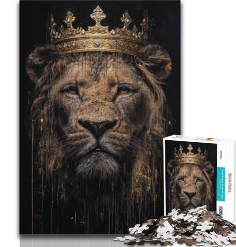 Puzzle für Erwachsene und Teenager, Puzzle Löwe mit Krone, Lernspiele, Heimdekoration, Geburtstagsgeschenk, Geschenke, Wandkunst (75x50cm) von AADSAZA